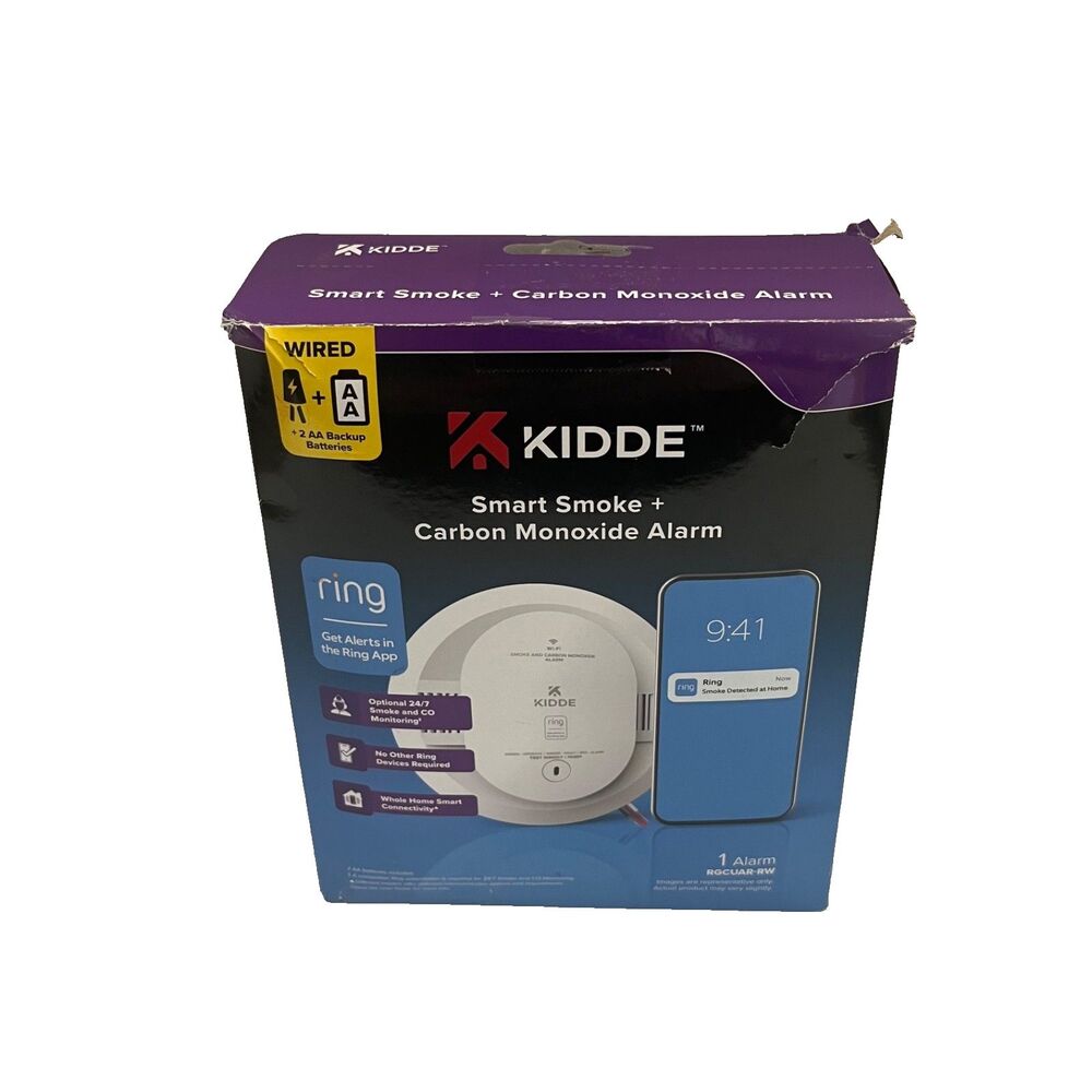 Kidde RGCUAR-RW Smart Wi-Fi Smoke & Carbon Monoxide Alarm Hardwired Open Box